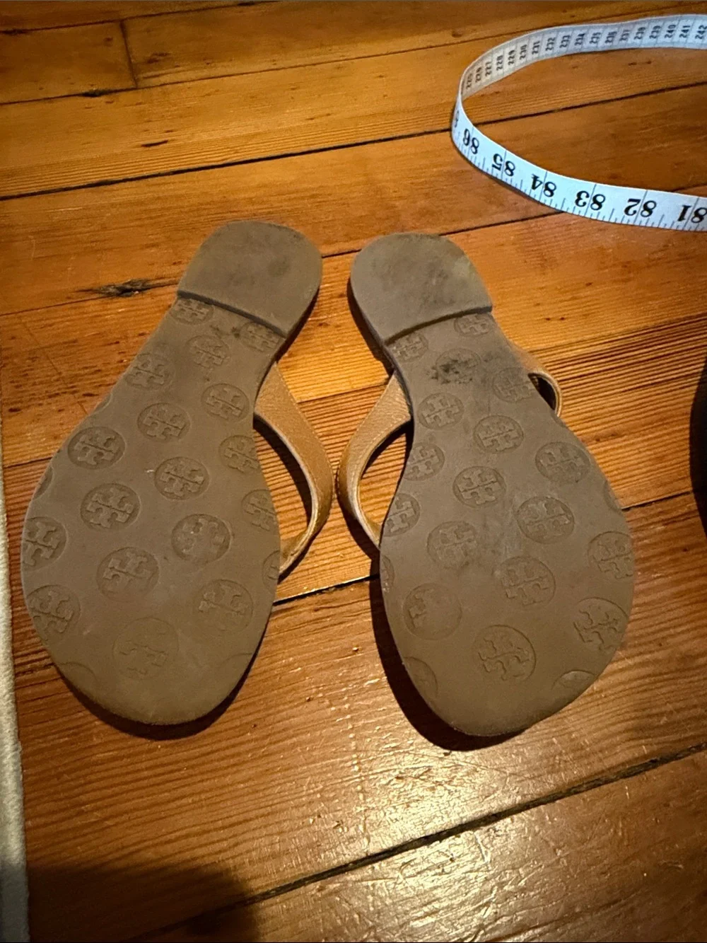 Tory Burch Brown Logo Thong Sandals